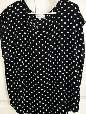 love J Black & White Polka Dot Blouse